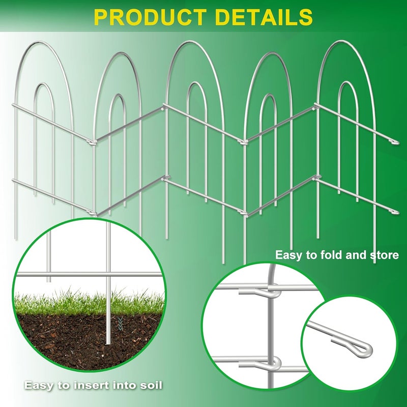 FOREHOGAR Decorative Garden Folding Border Fence 18in X20ft Rustproof Metal Wire Edging Flower Bed Fences Panel Outdoor White Garden Fencing Edge Patio Landscape - Image 5